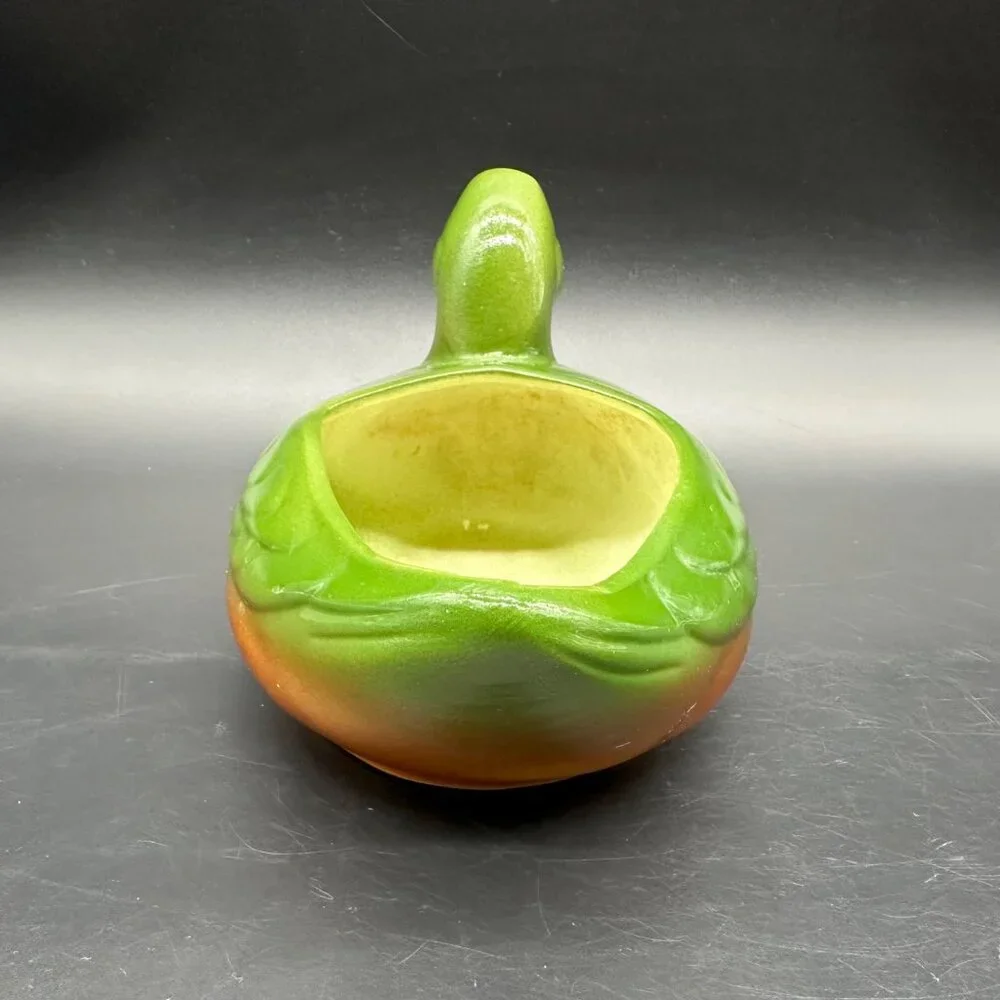Vintage Duck Planter Catch All Caddy Green Brown Lodge Cabin Decor Ceramic Retro
